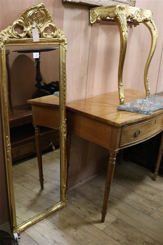 A gilt and marble console table and a gilt pier glass 63cm and W.50cm
